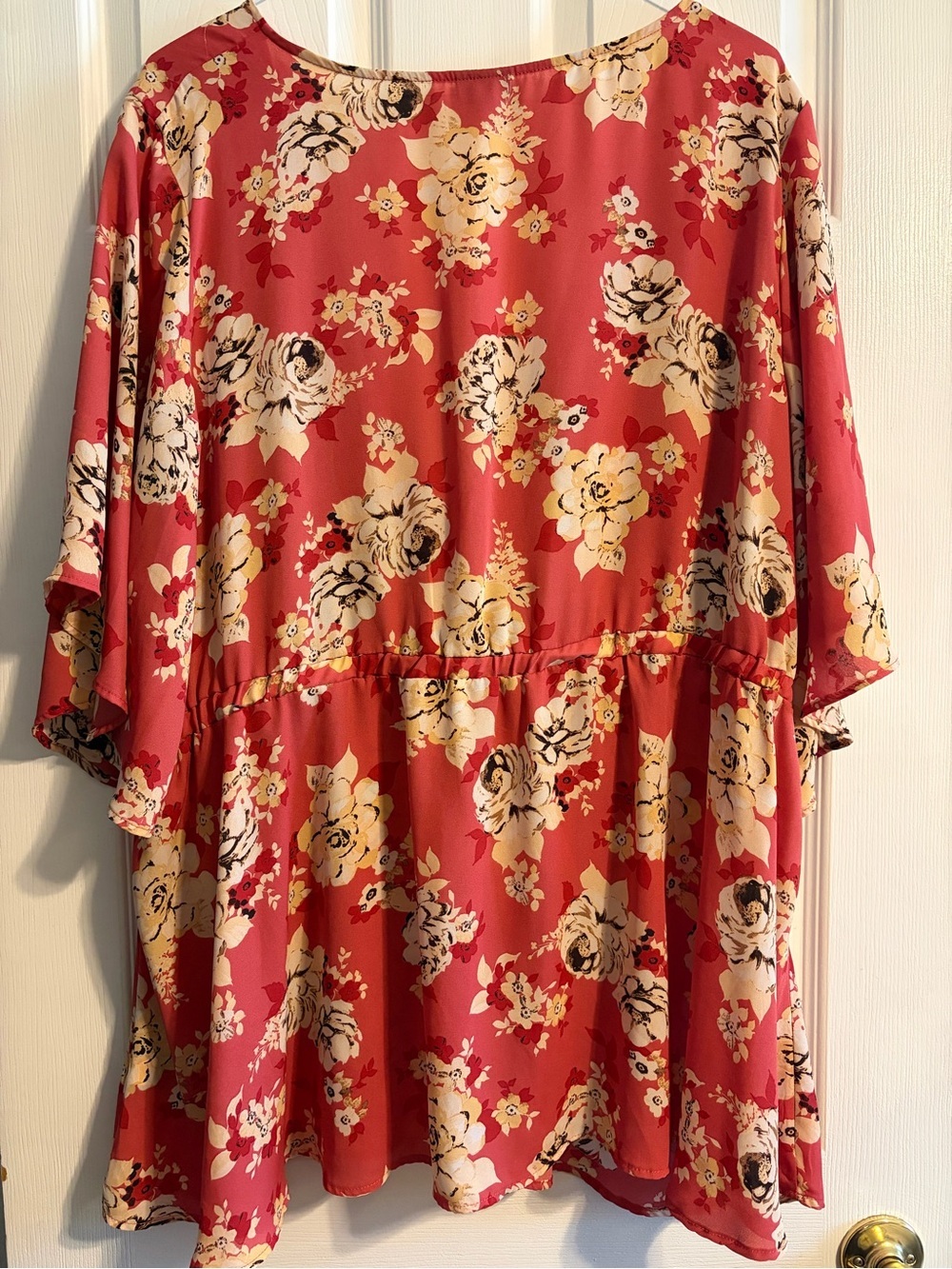 Torrid Floral Blouse Torrid 5 Pink Coral Chiffon Kimono Wide Sleeve Flowy Top - Picture 6 of 6